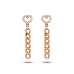Aretes Corazones Perlas Cadenas Ref: B3121