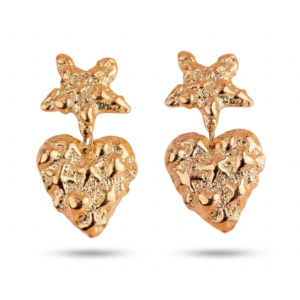 Aretes Estrella Corazón Martillados Ref: B1167