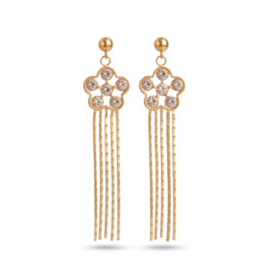 Aretes Flores Circones Lazos Dorados Ref: B607