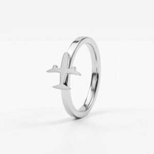 Anillo Avión Plateado Talla 7